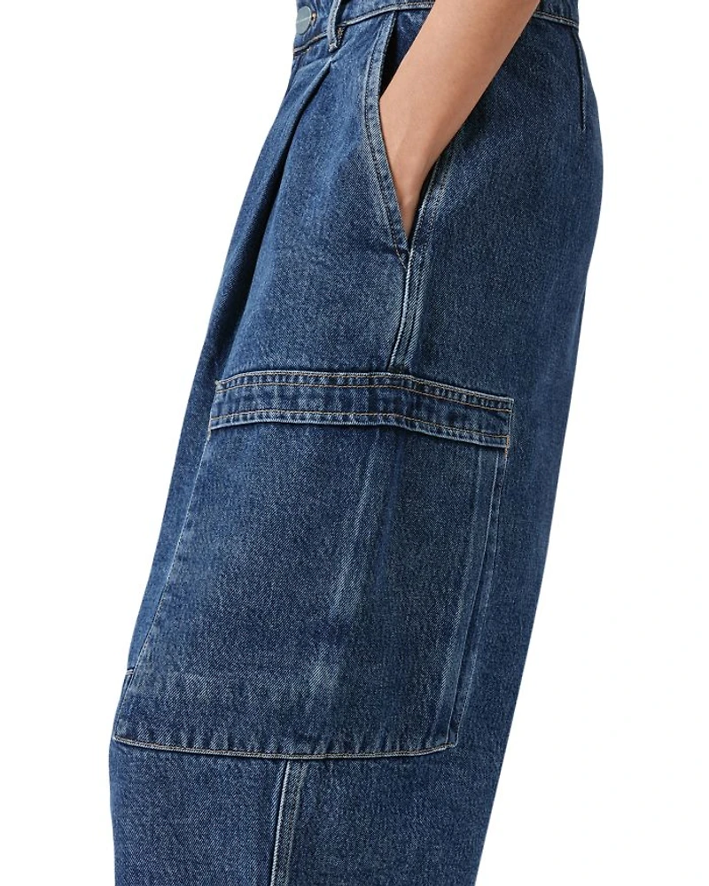 Sol Cargo High Rise Cropped Tapered Jeans Mid Indigo