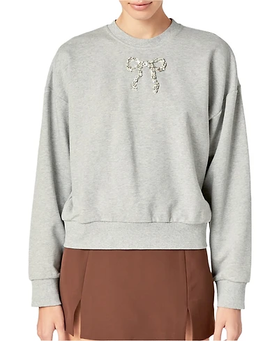 English Factory Women's Rhinestone Bow Sweatshirt
