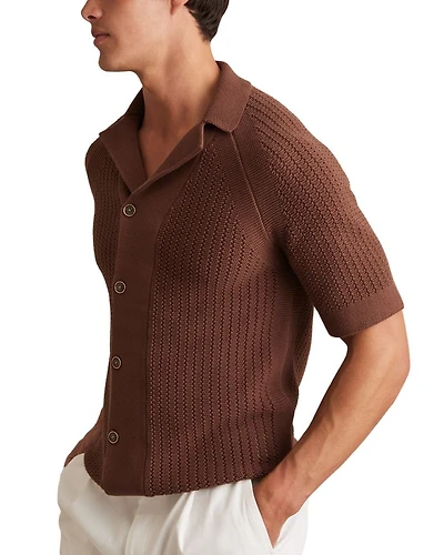 Regular Fit Ribbed Knit Cuban Shirt