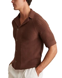 Regular Fit Ribbed Knit Cuban Shirt