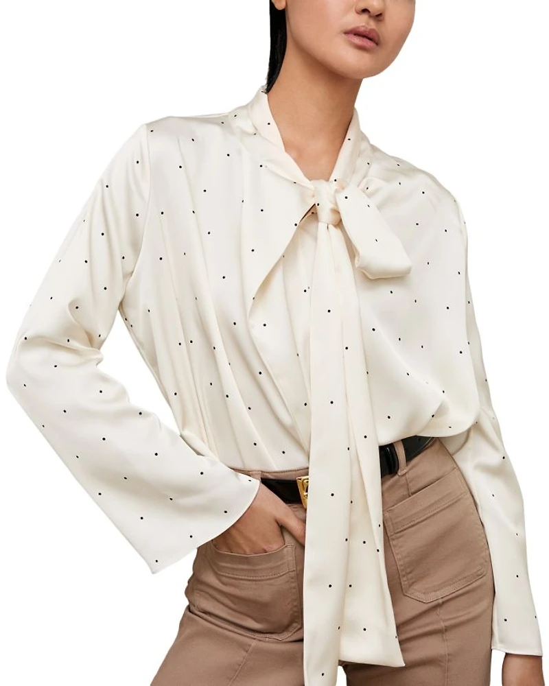 Rina Tie Neck Polka Dot Blouse