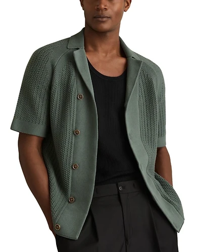 Alphonso Regular Fit Ribbed Knit Cuban Shirt