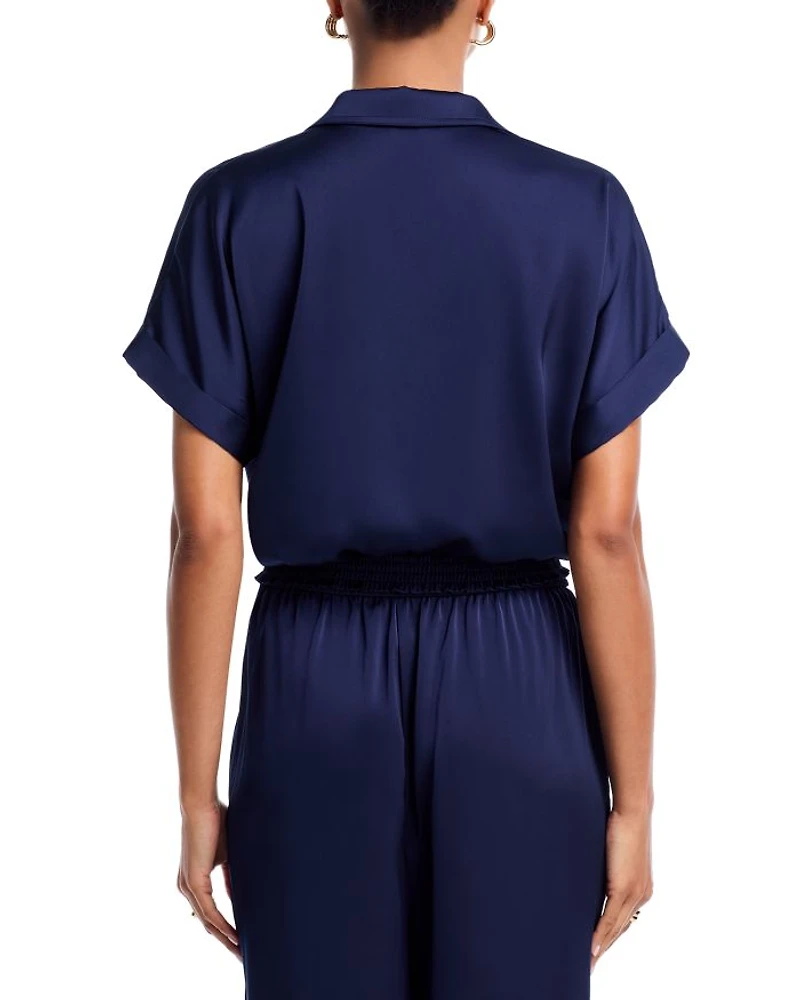 Tie Front Satin Shirt