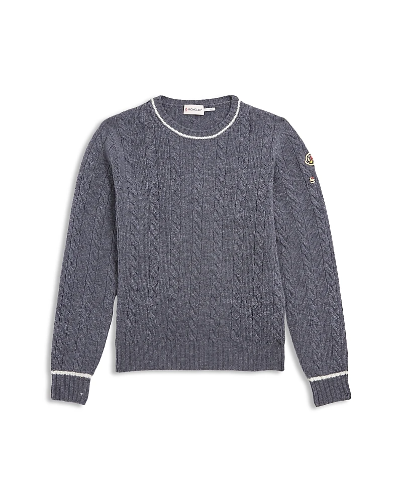 Moncler Boys' Crew Neck Cable Knit Sweater