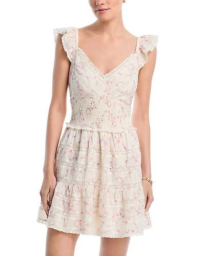 LoveShackFancy Finney Lace Trim Mini Dress