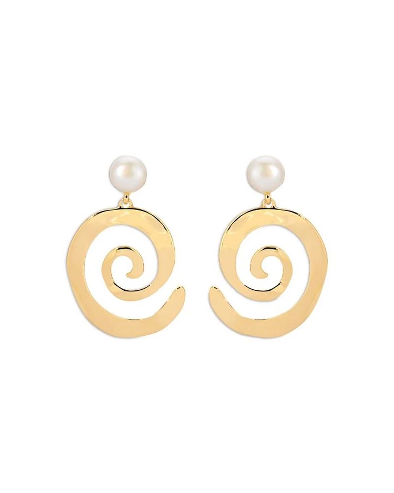 Aura Swirl Cultured Freshwater Pearl Drop Earrings