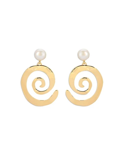 Aura Swirl Cultured Freshwater Pearl Drop Earrings