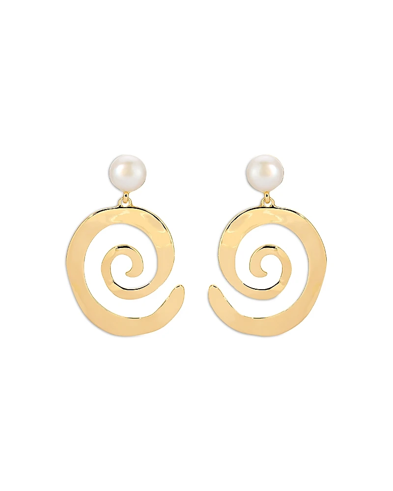 Ettika Aura Swirl Cultured Freshwater Pearl Drop Earrings