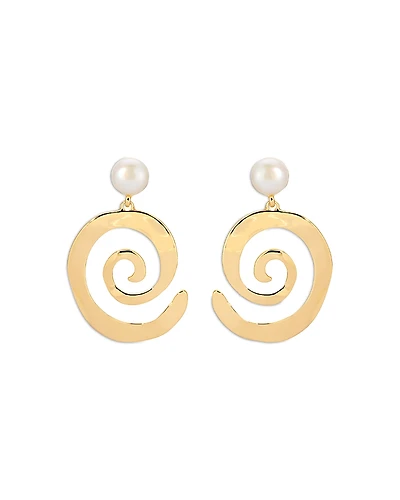 Ettika Aura Swirl Cultured Freshwater Pearl Drop Earrings