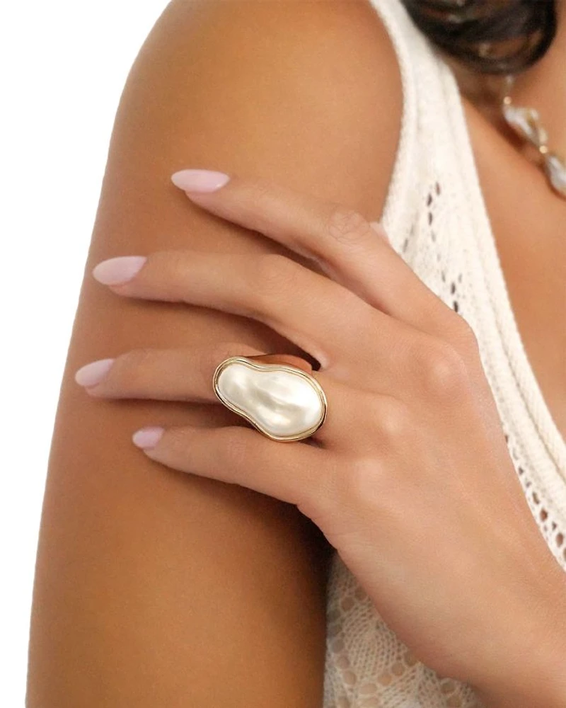 Sea Born Imitation Pearl Cocktail Ring