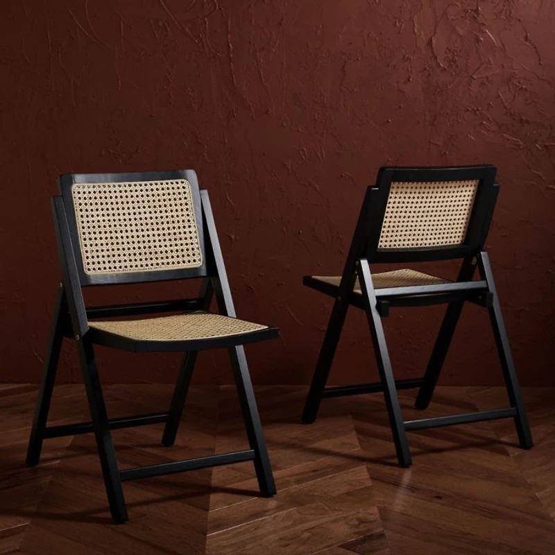 Desiree Cane Folding Dining Chairs, Set of 2