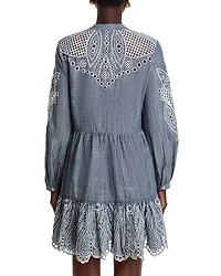 Venus Embroidered Long Sleeve Shirt Dress