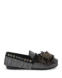 Kurt Geiger London Women's Pom Pom Moccasin Fringe Flats