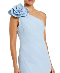Crepe One Shoulder Mermaid Gown with 3D Flower