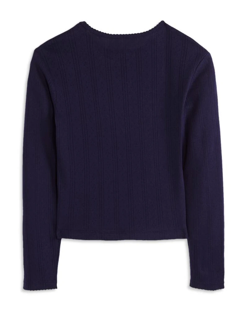 Girls' Marina Long Sleeved Pointelle Top - Big Kid
