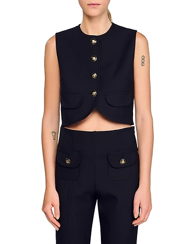 Sandro Buttoned Crop Top