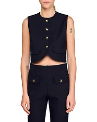 Sandro Buttoned Crop Top