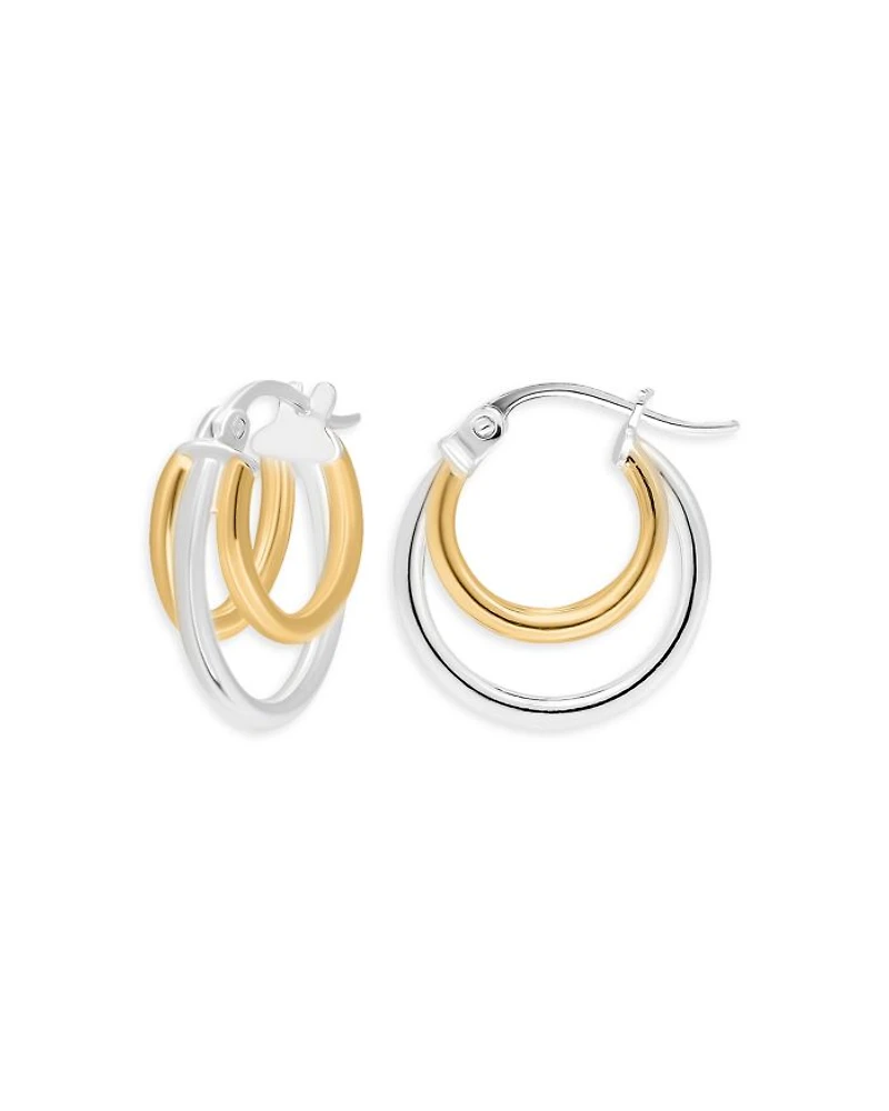 Two-Tone Triple Hoop Earrings