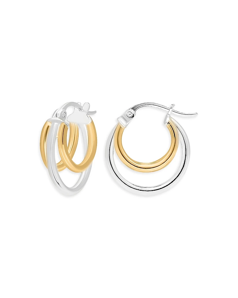 Aqua 18K Gold-Plated & Sterling Silver Two-Tone Triple Hoop Earrings - Exclusive