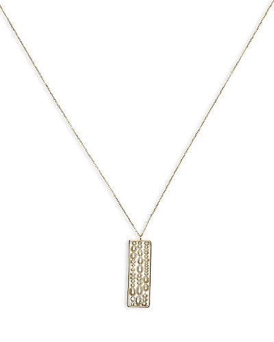 Wwake 14k Yellow Gold Gender Cultured Freshwater Pearl Rectangle Pendant Necklace, 18