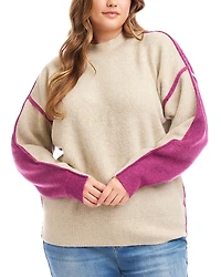 Karen Kane Colorblocked Mock Neck Sweater