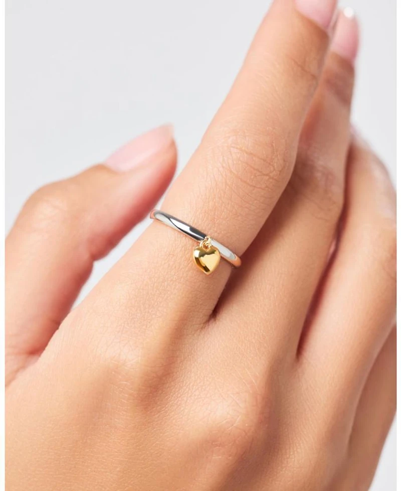 Leia Two Tone Brass Gold Heart Ring