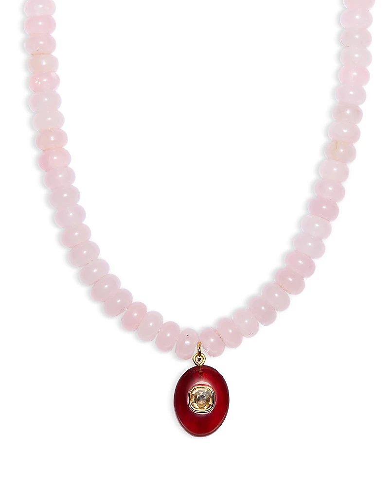 Aqua Pink Quartz Beaded Pendant Necklace, 16-18 - Exclusive