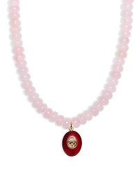 Aqua Pink Quartz Beaded Pendant Necklace, 16-18 - Exclusive