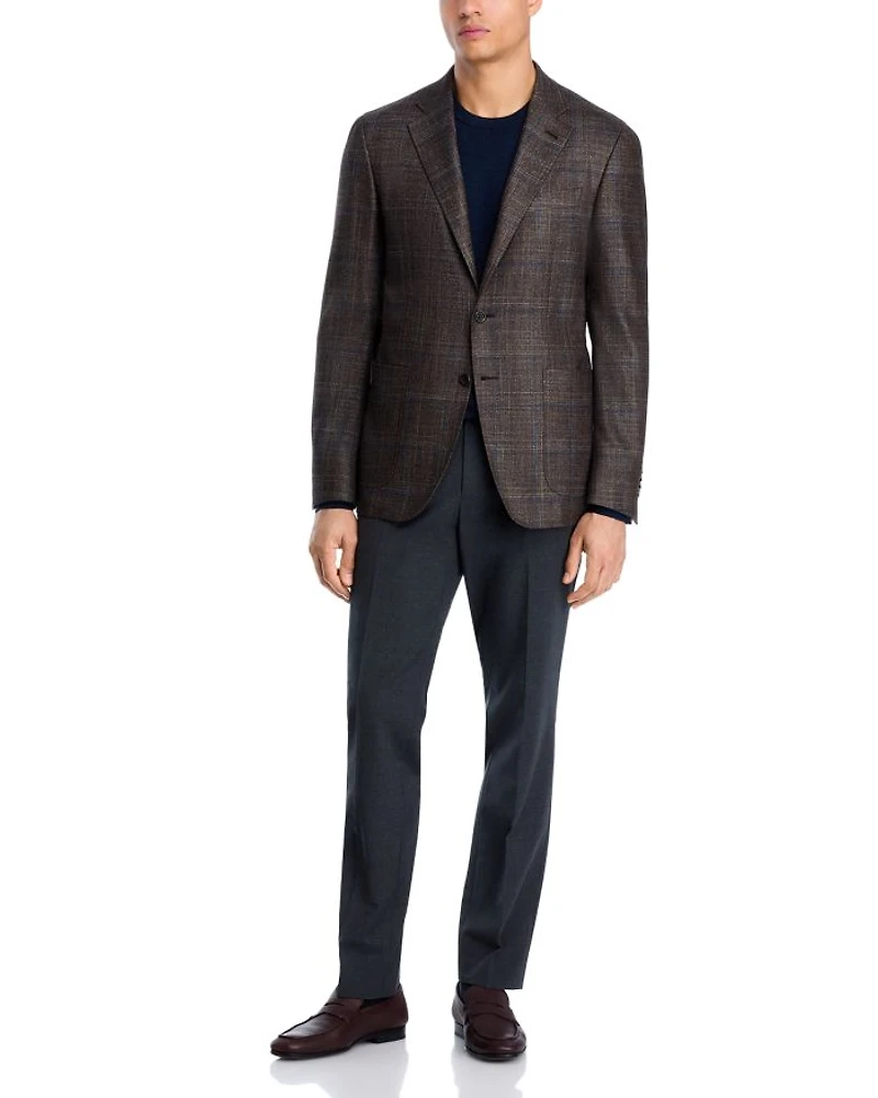 Kei Wool, Silk & Cashmere Windowpane Unstructured Trim Fit Sport Coat