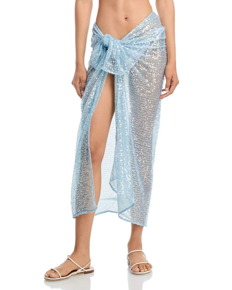 Sequin Mesh Sarong Swim Cover-Up