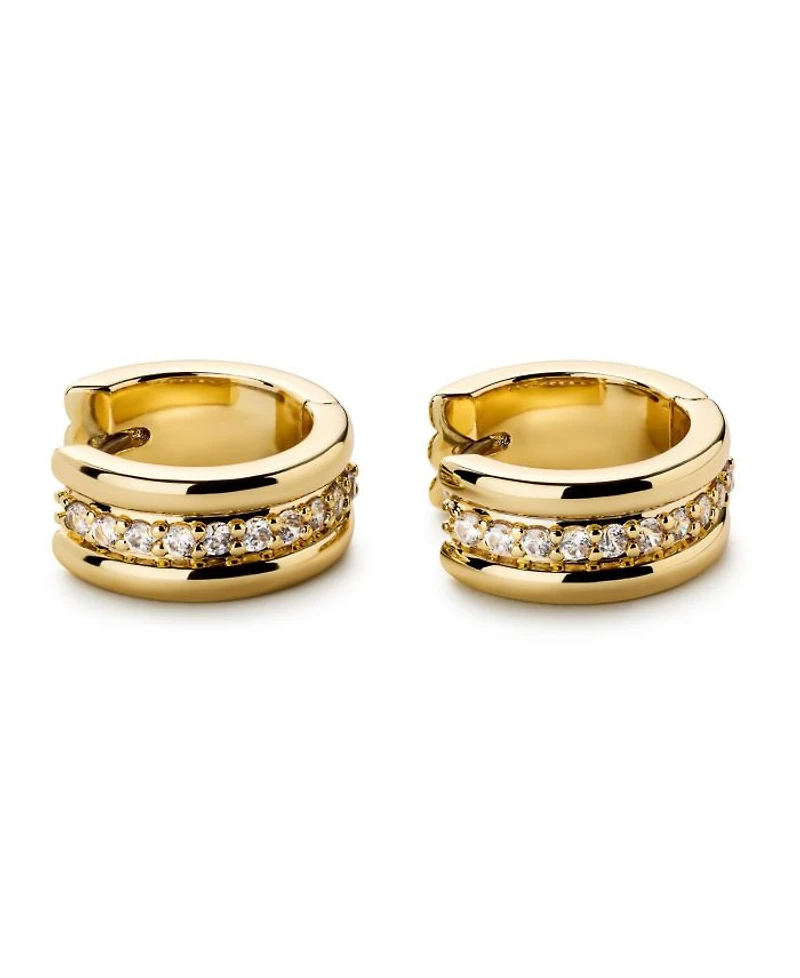 Brass and Cubic Zirconia Asher Triple Huggie Earrings