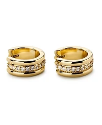 Brass and Cubic Zirconia Asher Triple Huggie Earrings