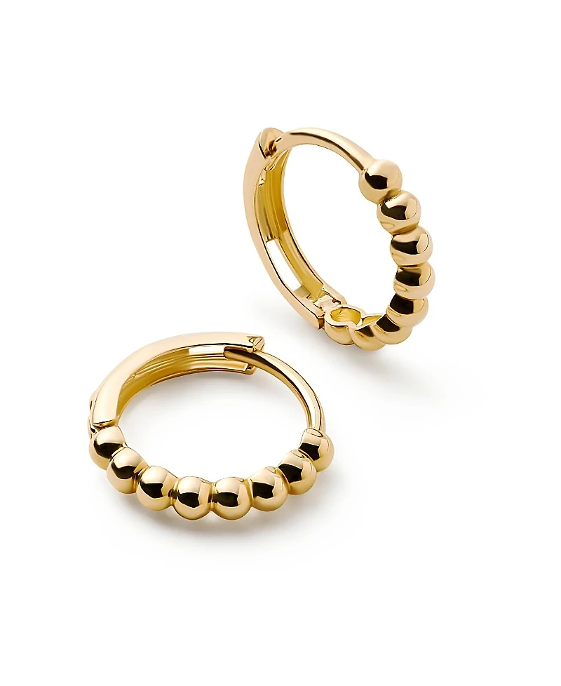 Ana Luisa Solid Yellow Gold Bead Hoops Small Earrings