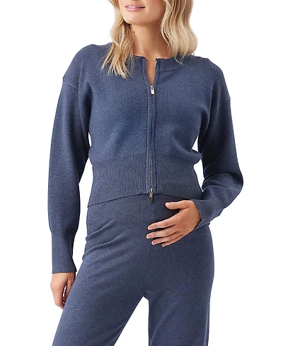 Ripe Maternity Delta Zip Through Knit Sweater