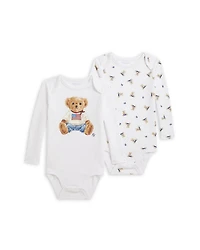 Polo Bear Cotton Bodysuit, Pack of 2 - Baby