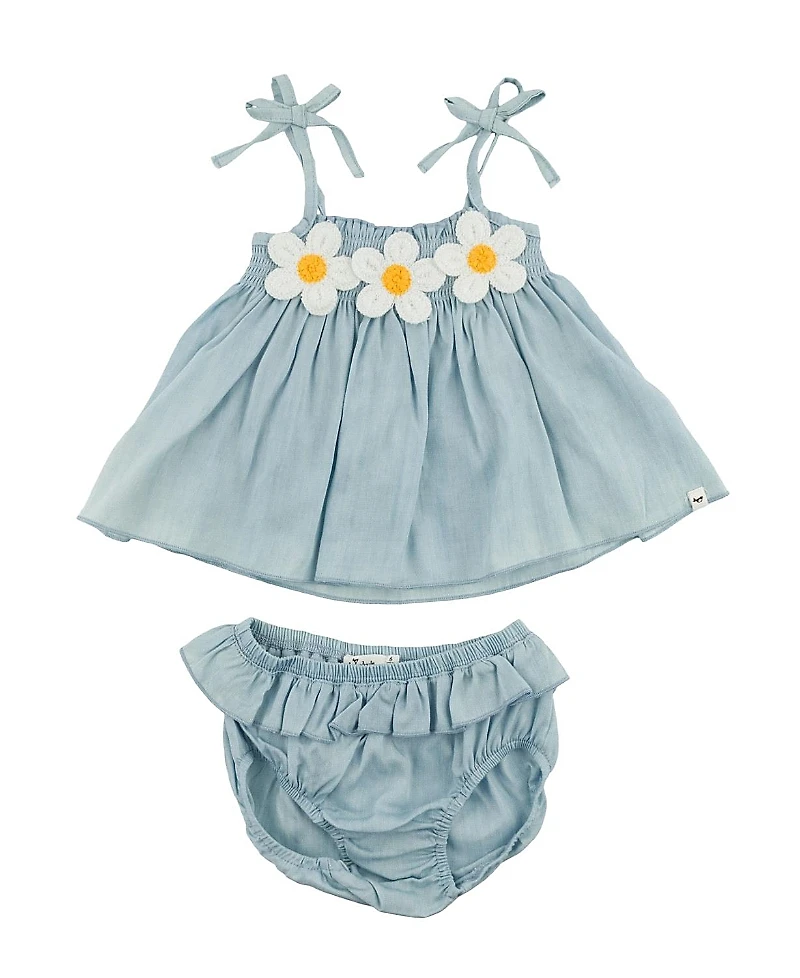 oh baby! Girls' Gidget Lyocell Denim Sunsuit and Bloomers Set - Baby