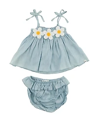 oh baby! Girls' Gidget Lyocell Denim Sunsuit and Bloomers Set - Baby