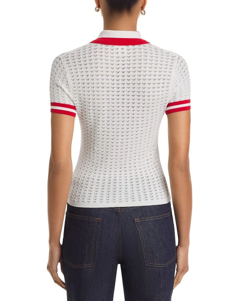 Martha Pointelle Polo Sweater
