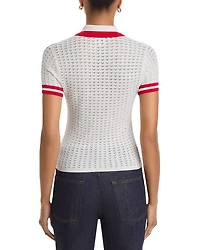 Martha Pointelle Polo Sweater