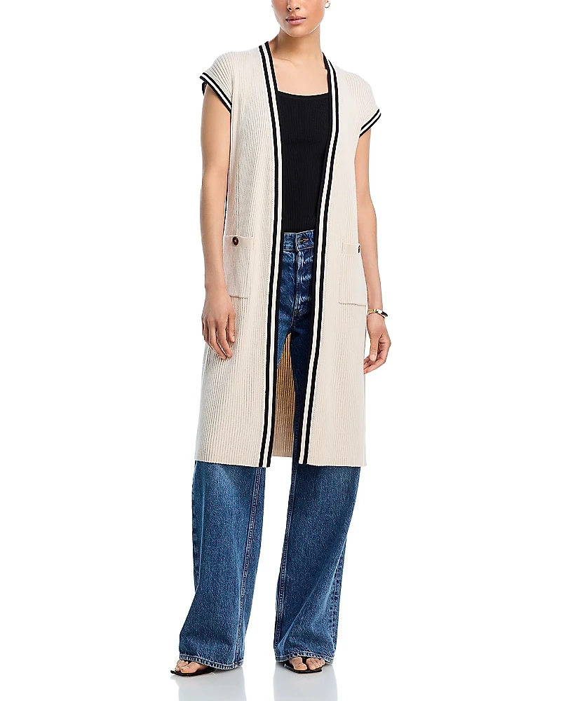 T Tahari Rib Knit Extended Sleeve Cardigan