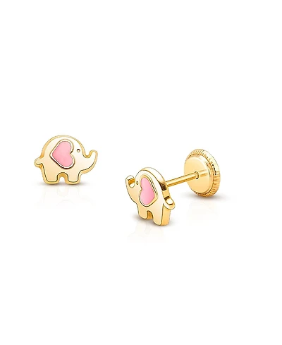 Tiny Blessings Girls' 14K Gold Little Elephant Studs Screw Back Earrings