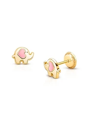 Tiny Blessings Girls' 14K Gold Little Elephant Studs Screw Back Earrings