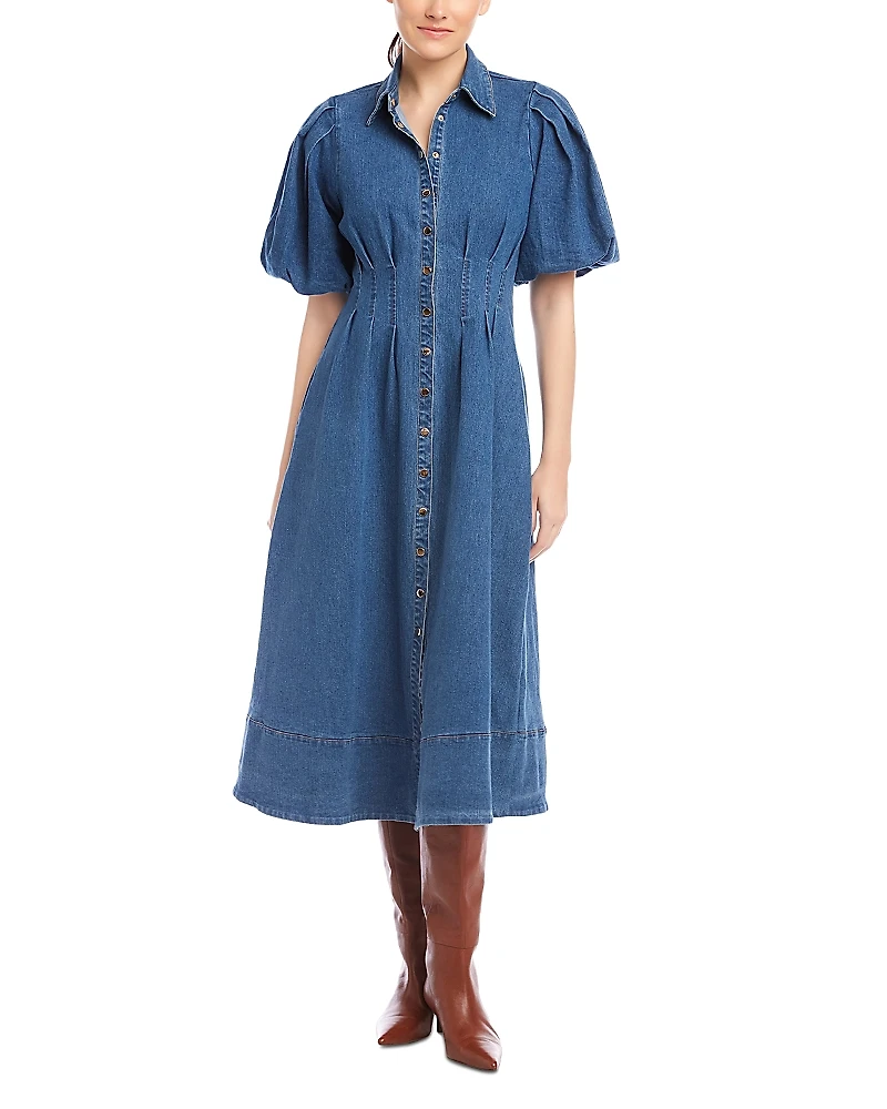 Fifteen Twenty Esme Denim Midi Shirt Dress