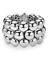Lagos Sterling Silver Caviar Bubbly Beaded Wide Bangle Bracelet