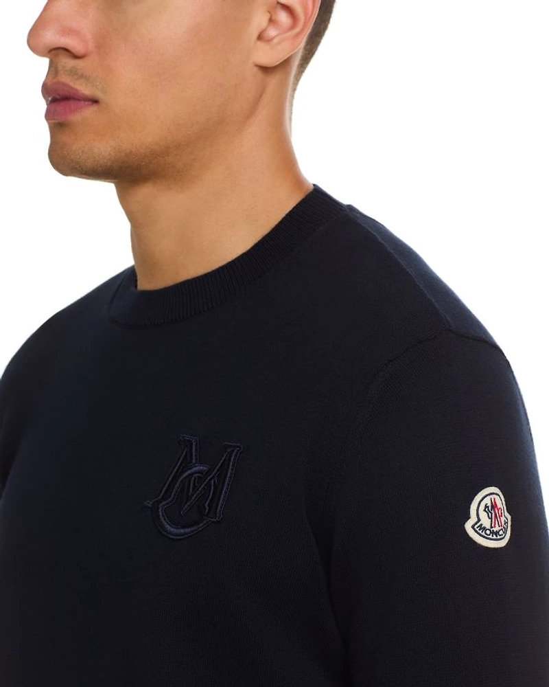 Embroidered Monogram Cotton Crewneck Sweater