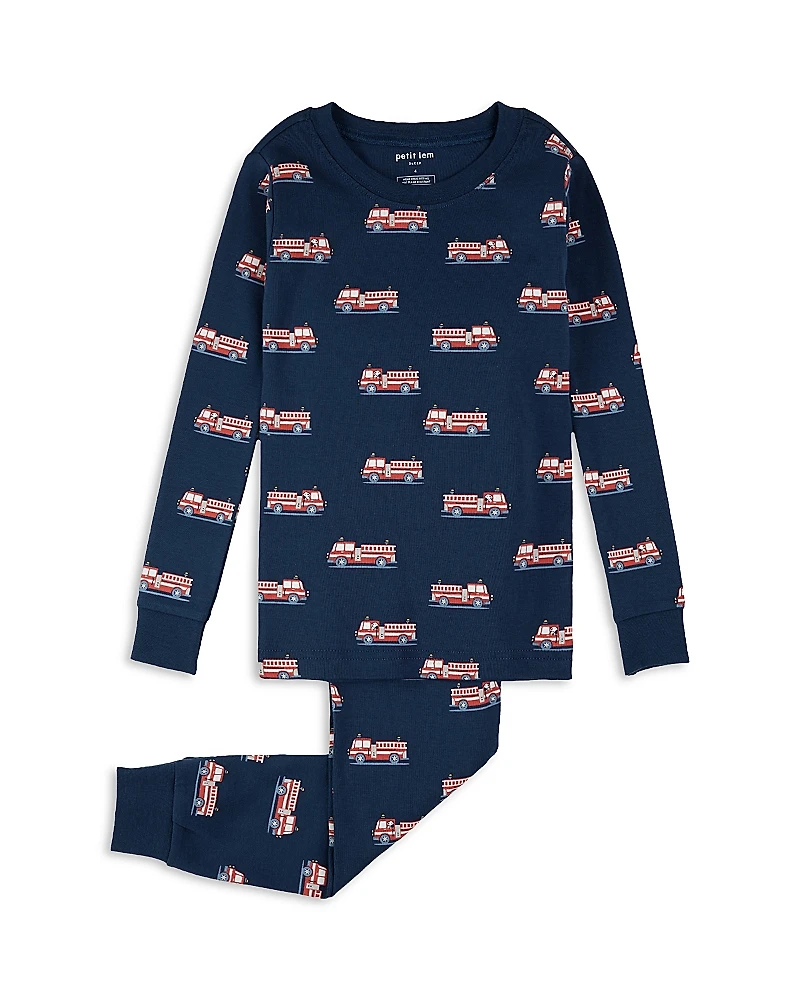 petit lem Boys' Fire Truck Print Pajama Set