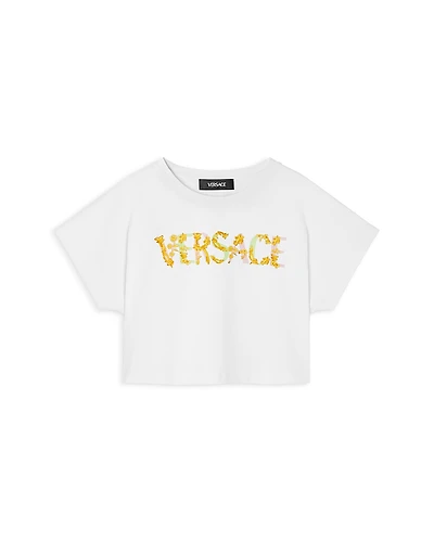 Versace Girls' Barocco Logo Print Tee - Big Kid