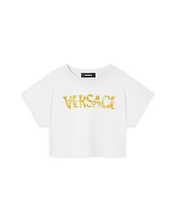 Versace Girls' Barocco Logo Print Tee - Big Kid