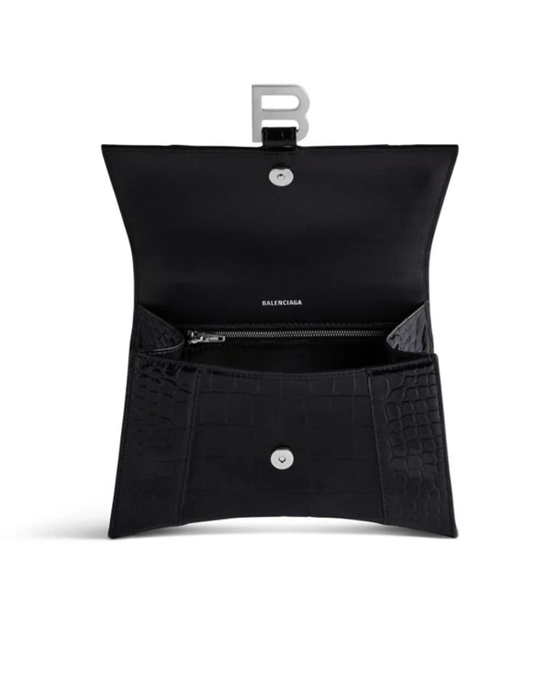 Hourglass Handbag Crocodile Embossed