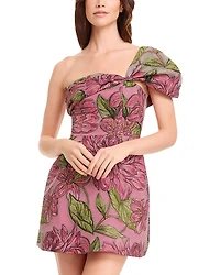 Dress the Population Olive Floral One Shoulder Mini
